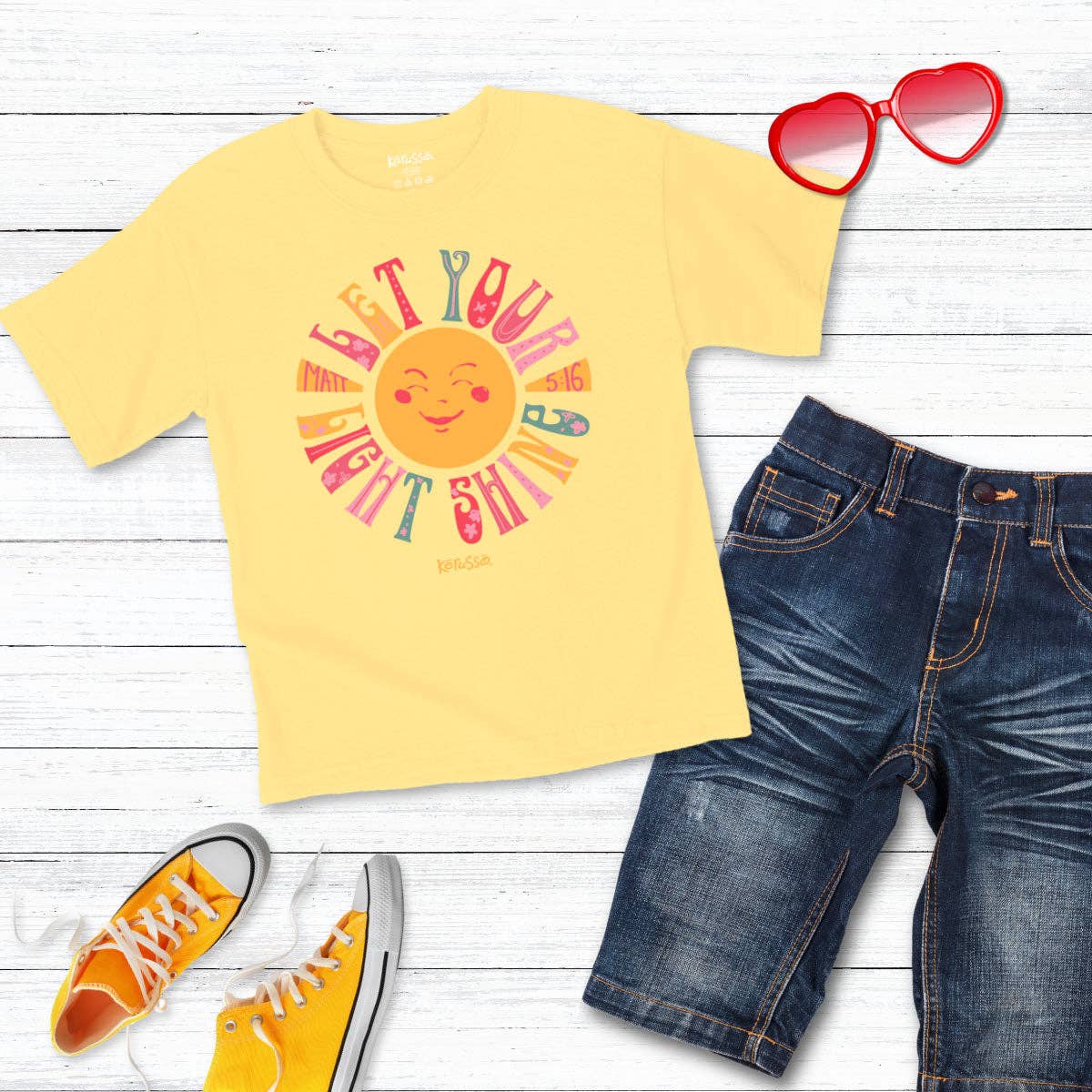 Kerusso Kids T-Shirt Let Your Light Shine: Banana