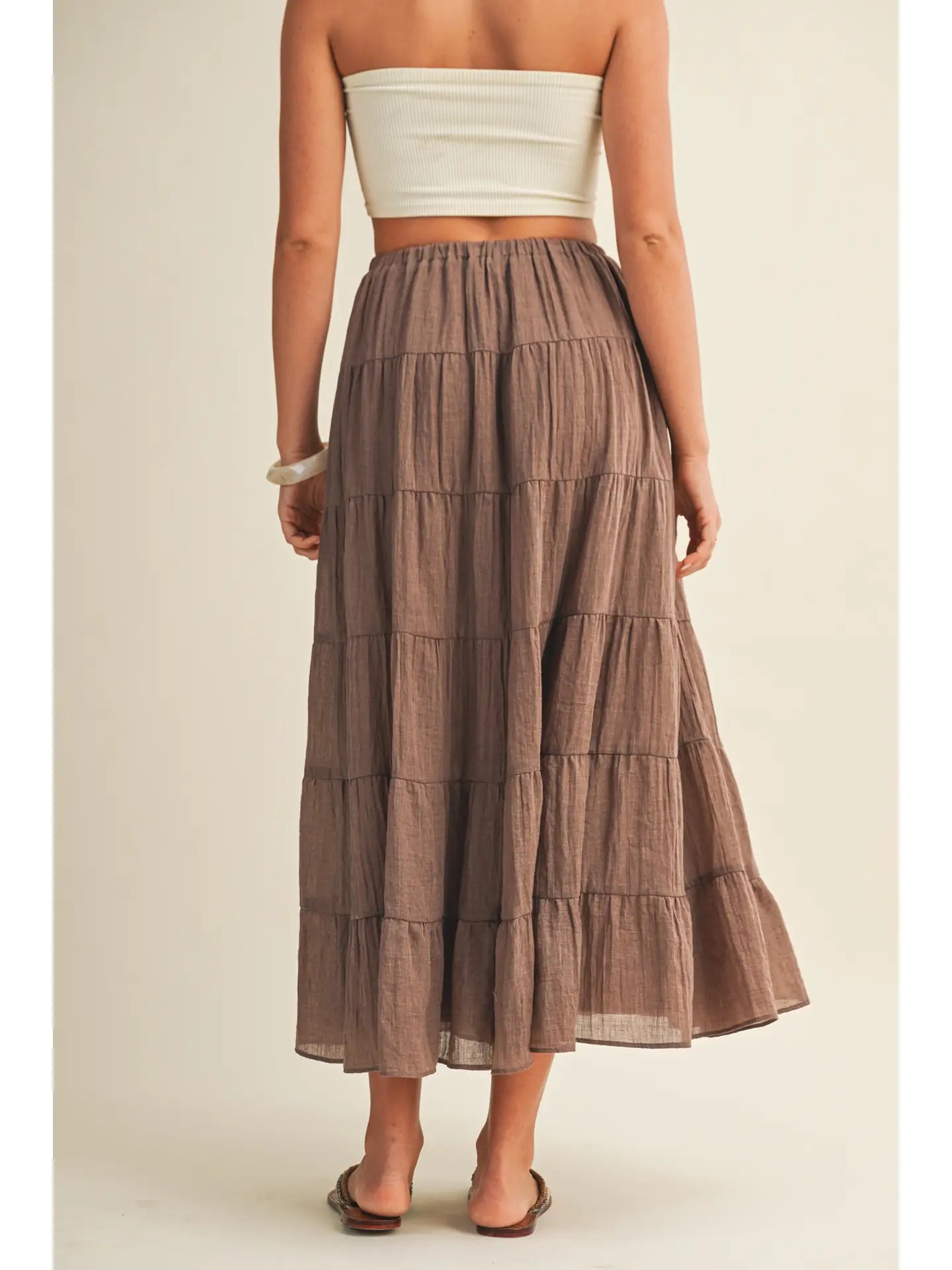 Flowy Tiered Maxi Skirt | LT:CHOCO