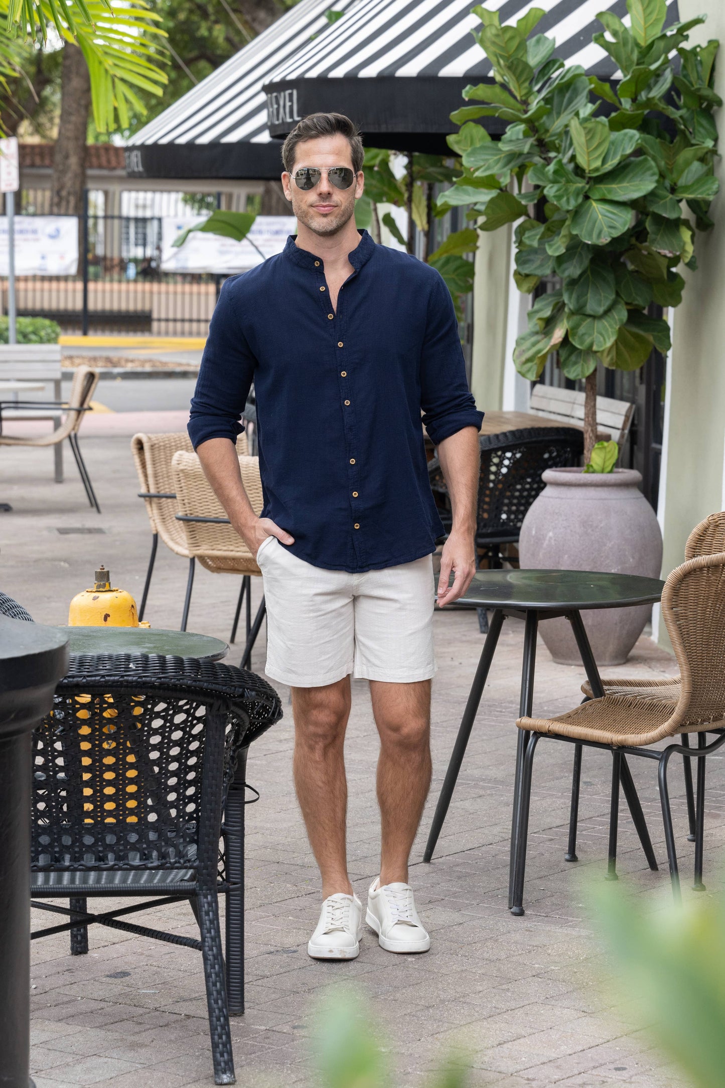 Men's Dark Blue Button-Down Shirt