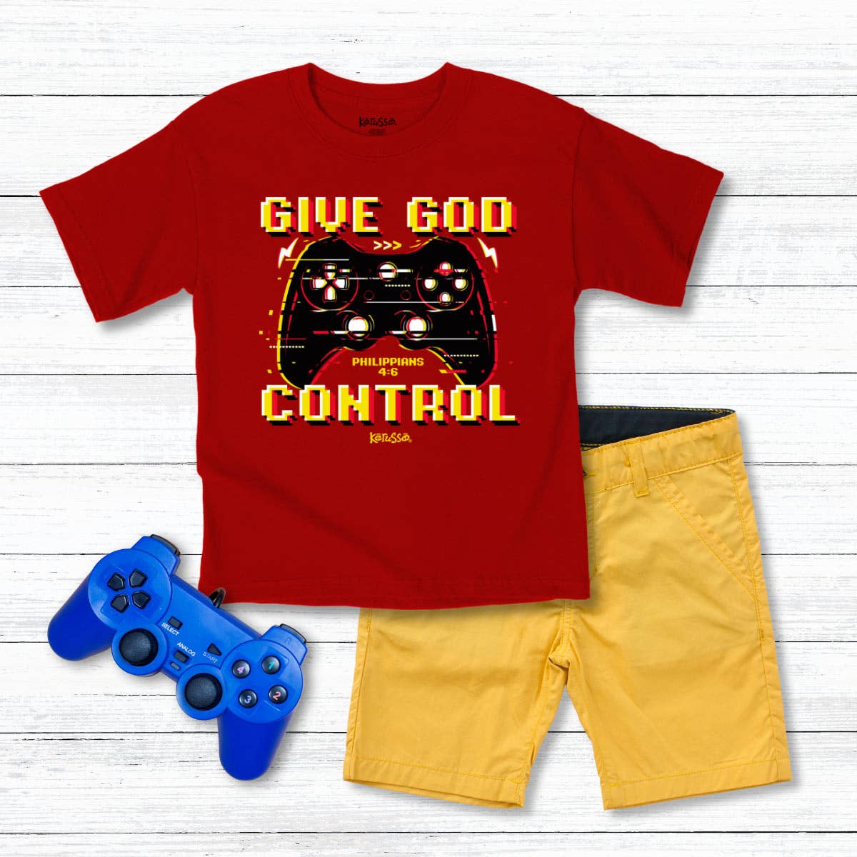 Kerusso Kidz T-Shirt Give God Control: True Red