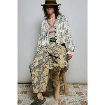 Floral Balloon Sleeve Cardigan