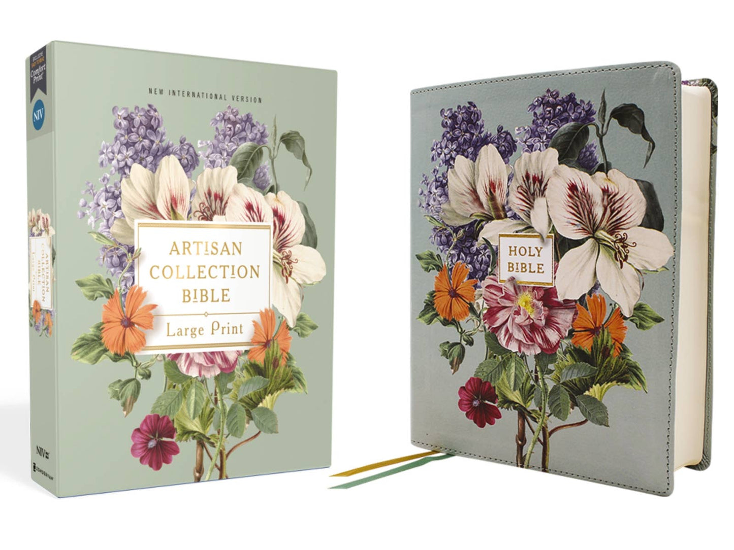 NIV Artisan Collection Bible LP Leathersoft Sage Floral