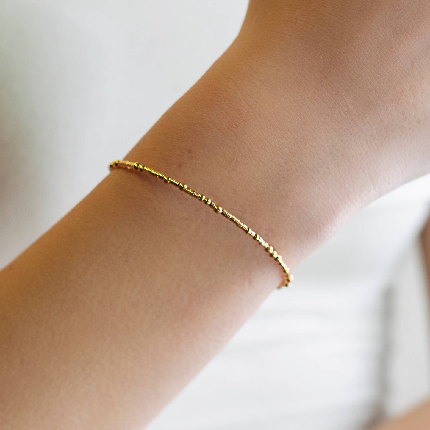 Confetti Beaded Bangle-Gold, Adjustable Stackable Bracelets
