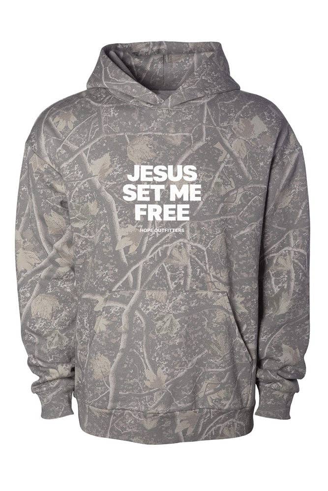 Premium Graphic Hoodie | Camo Jesus Set Me Free: 2XL