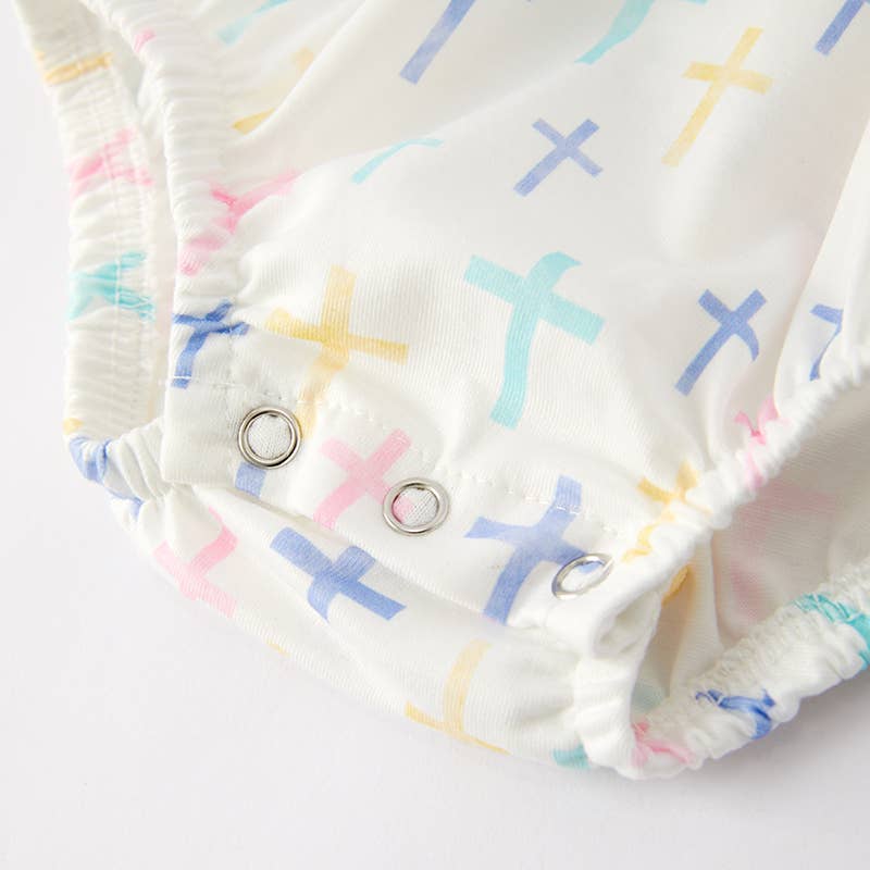 Baby Girls Easter Cross Smocking Embroidery Romper