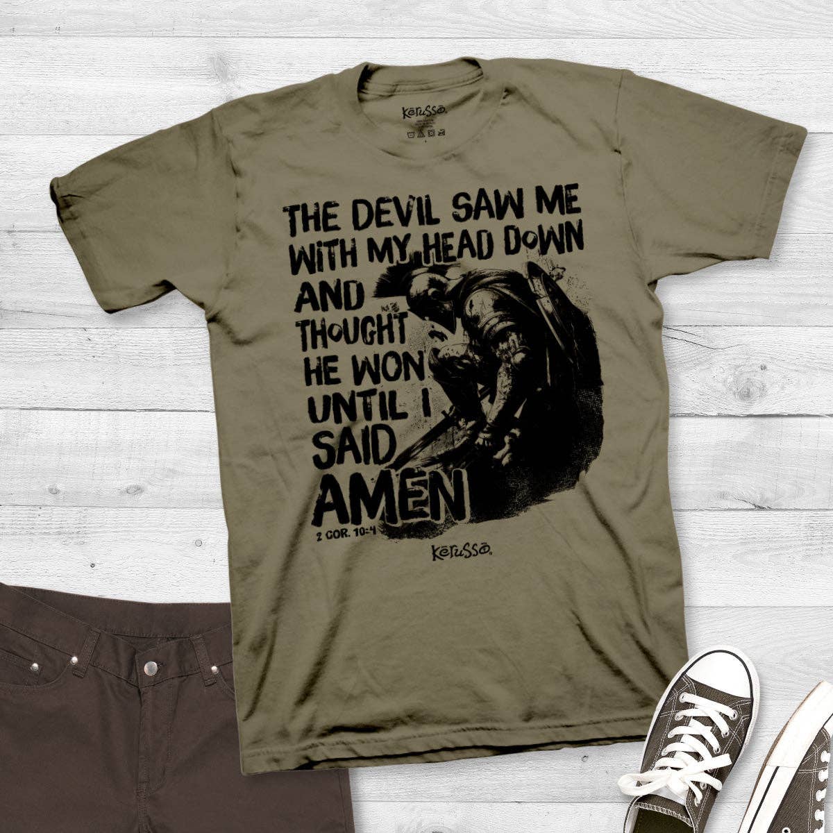 Christian T-Shirt Amen: Khaki /