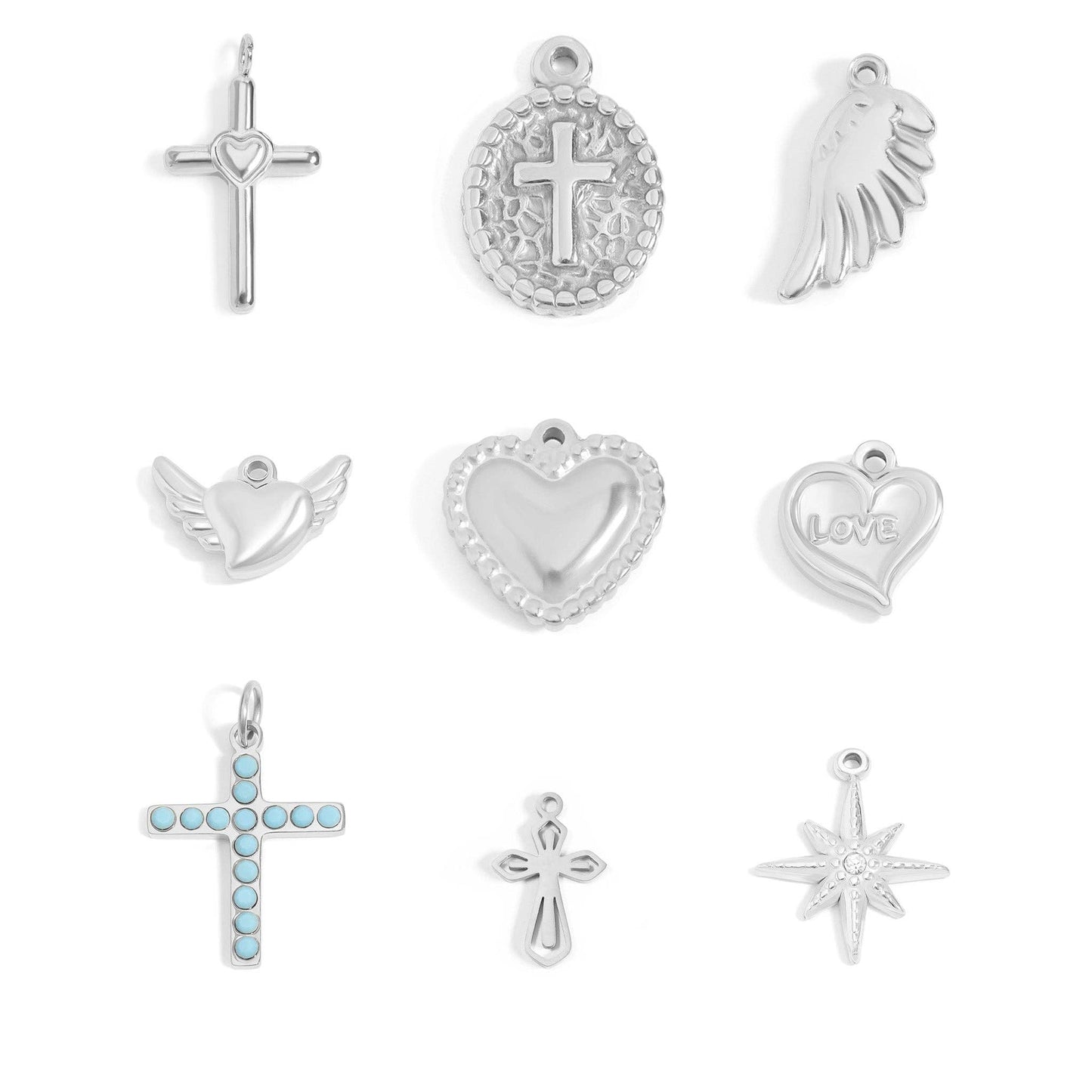 18K Gold PVD Stainless Steel Faith & Love Charm