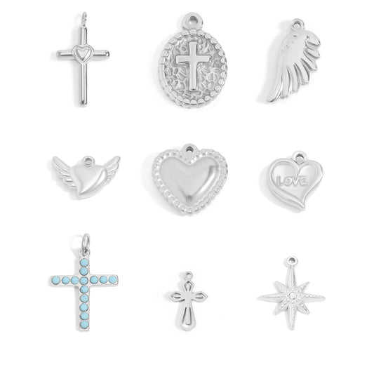 18K Gold PVD Stainless Steel Faith & Love Charm