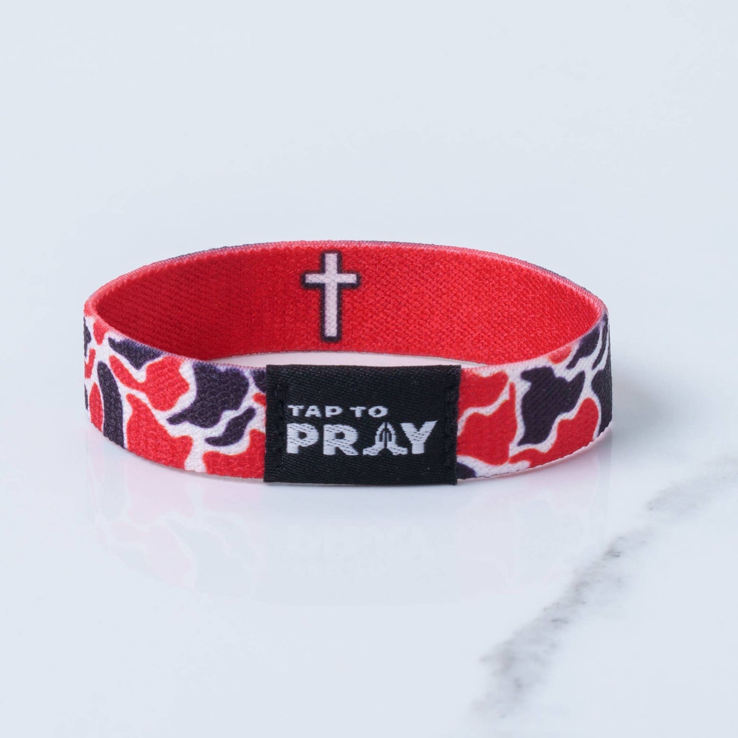 Tap To Pray™ Wristbands - Team Camo - Red & Black: Large