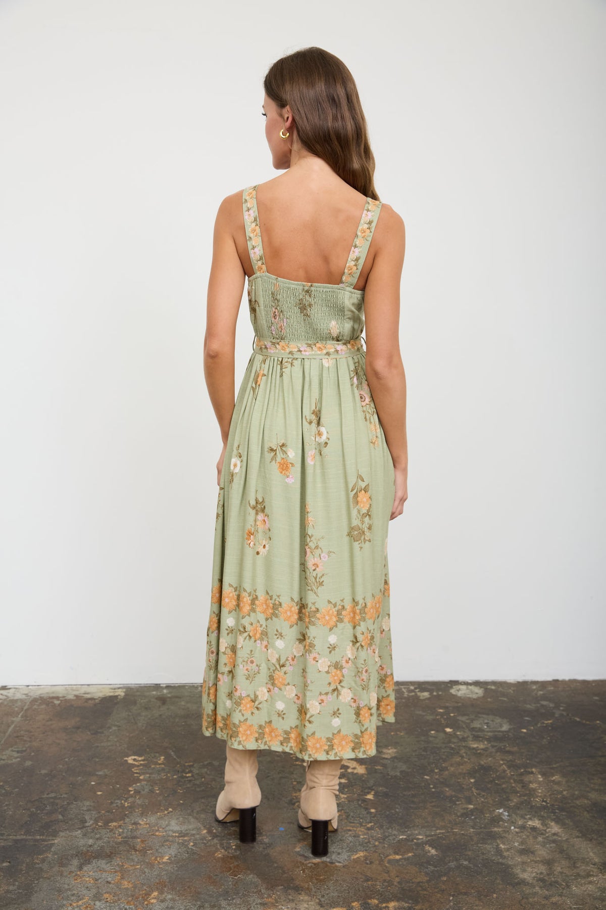 Floral Scalloped Midi Dress