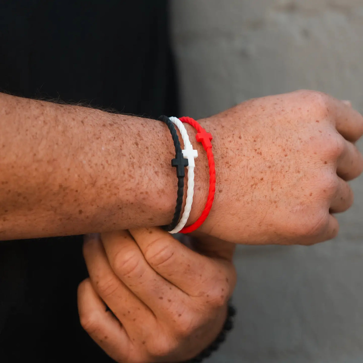 Infinity Cross Bracelets- Black, White, and Red