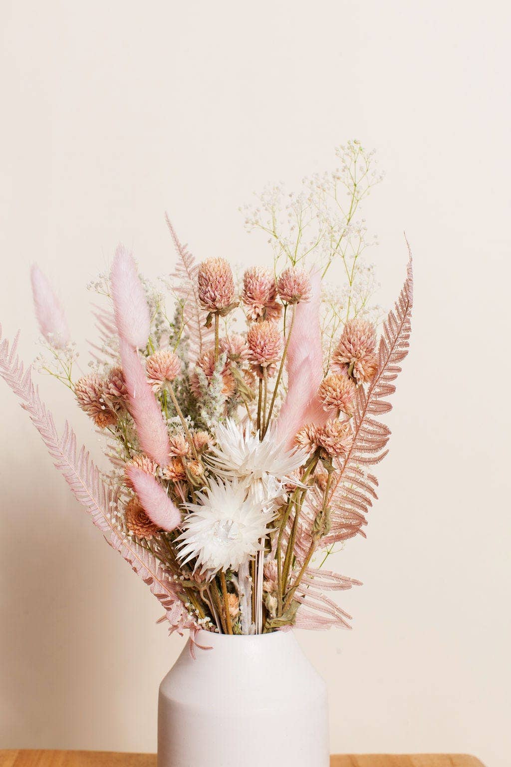 Blush, Green & White Dried Flower Mini Bouquet