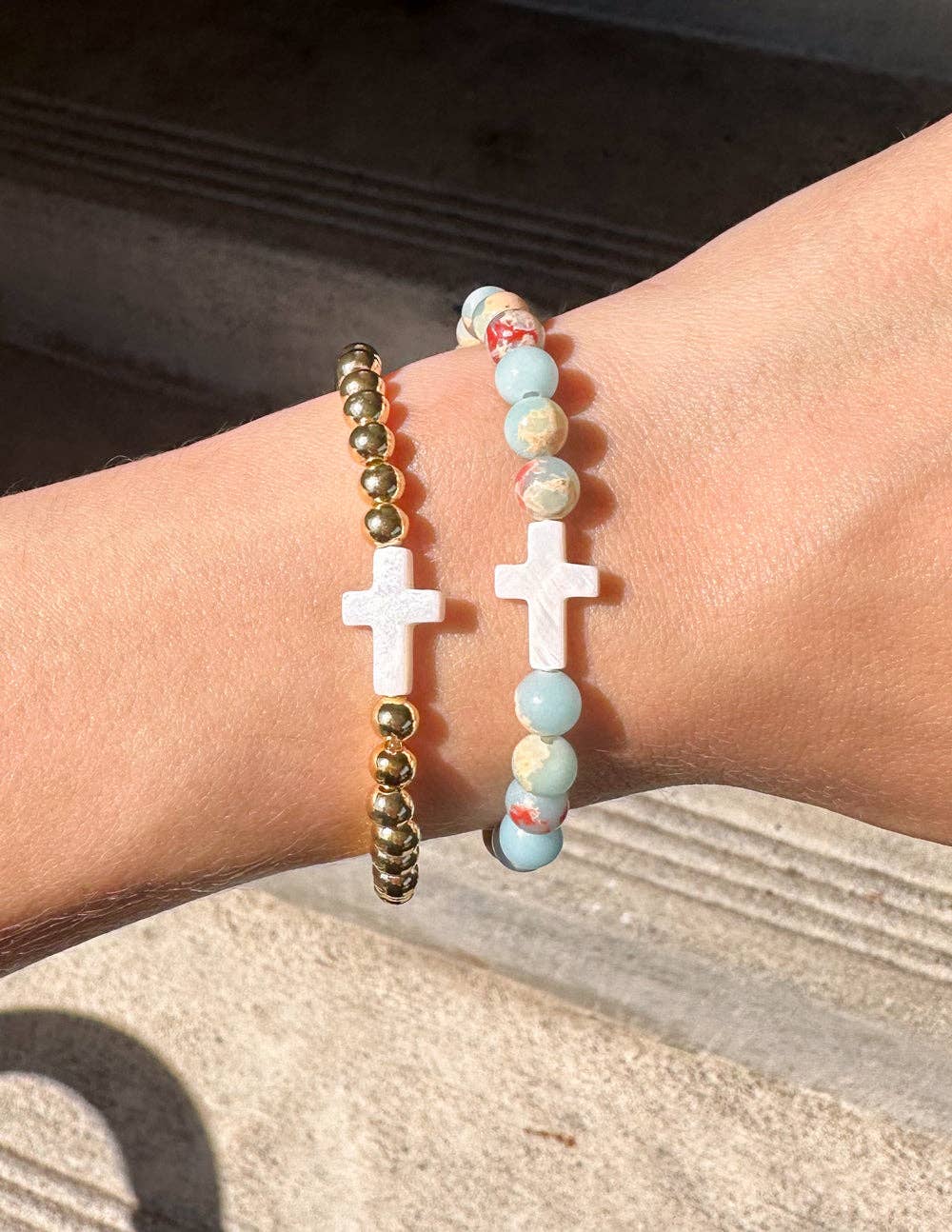 Gold Cross Bracelet: Large