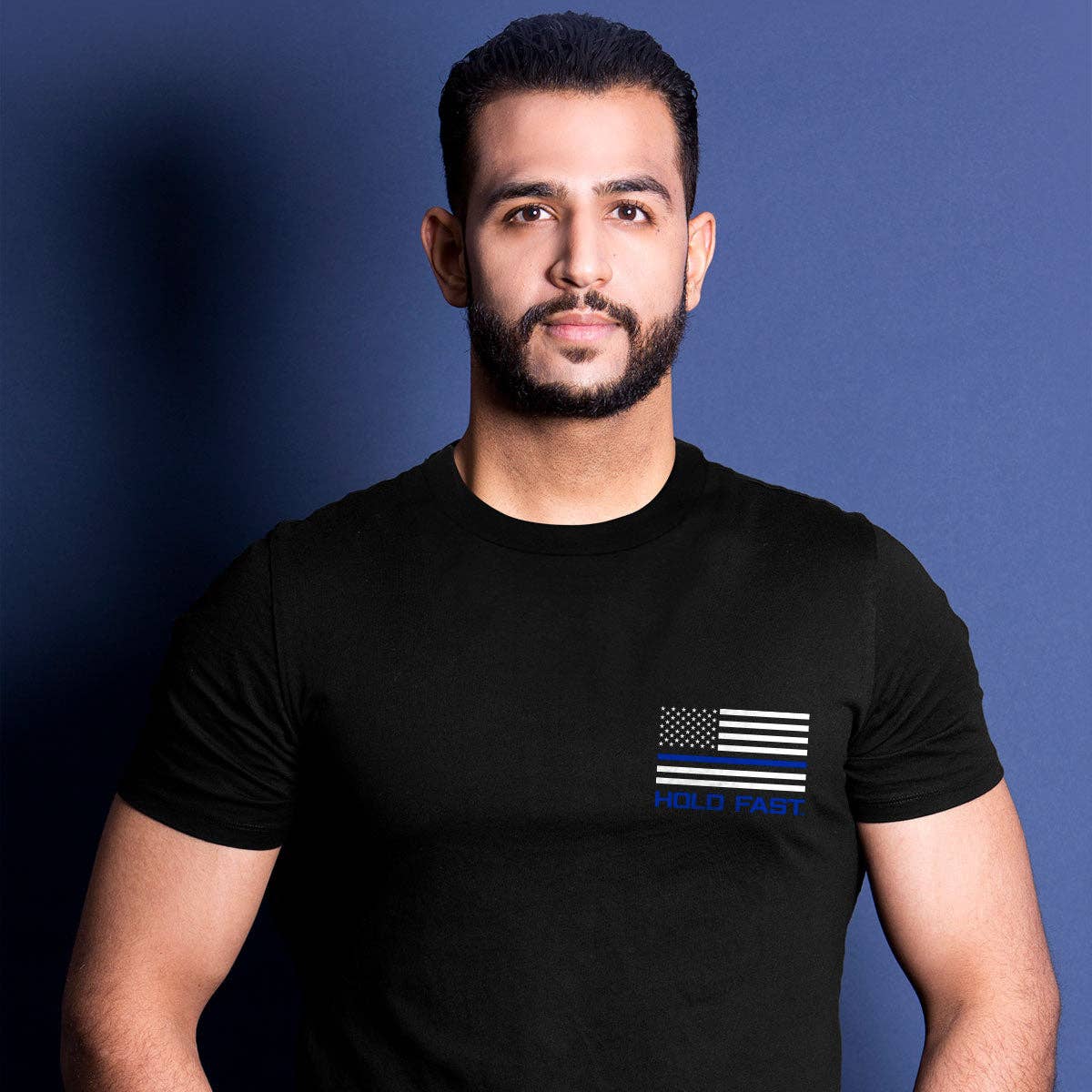 HOLD FAST Mens T-Shirt Police Flag: Black