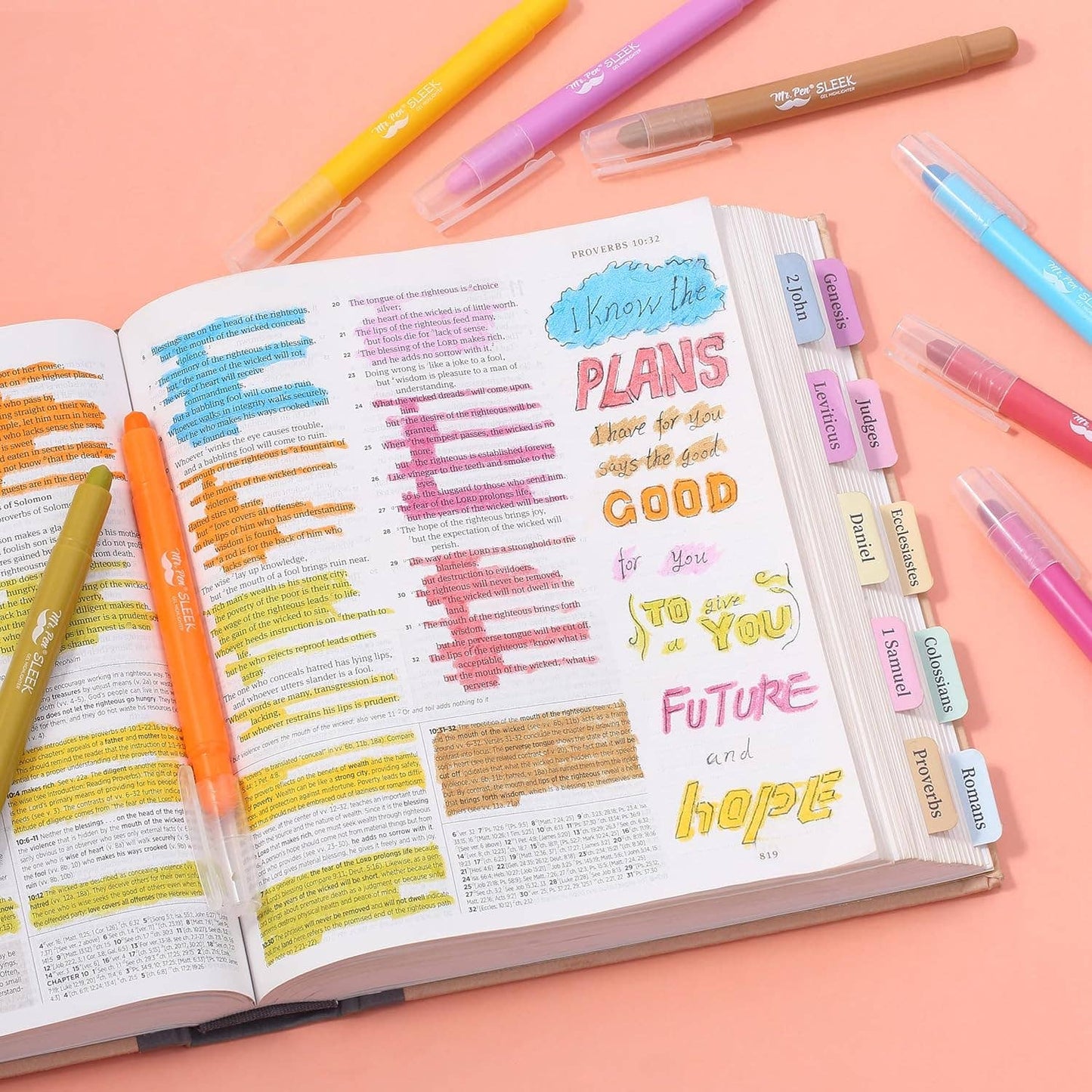 Mr. Pen- Gel Highlighter, 8 Pack, Sunshine & Smiles, Bible Highlighters No Bleed, No Bleed Highlighters, Bible Highlighter, Bible Markers