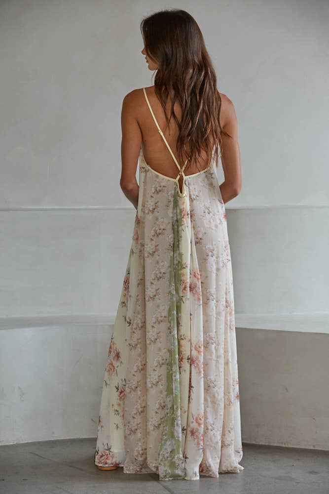 Woven Polyester Chiffon Multi Floral Print Maxi