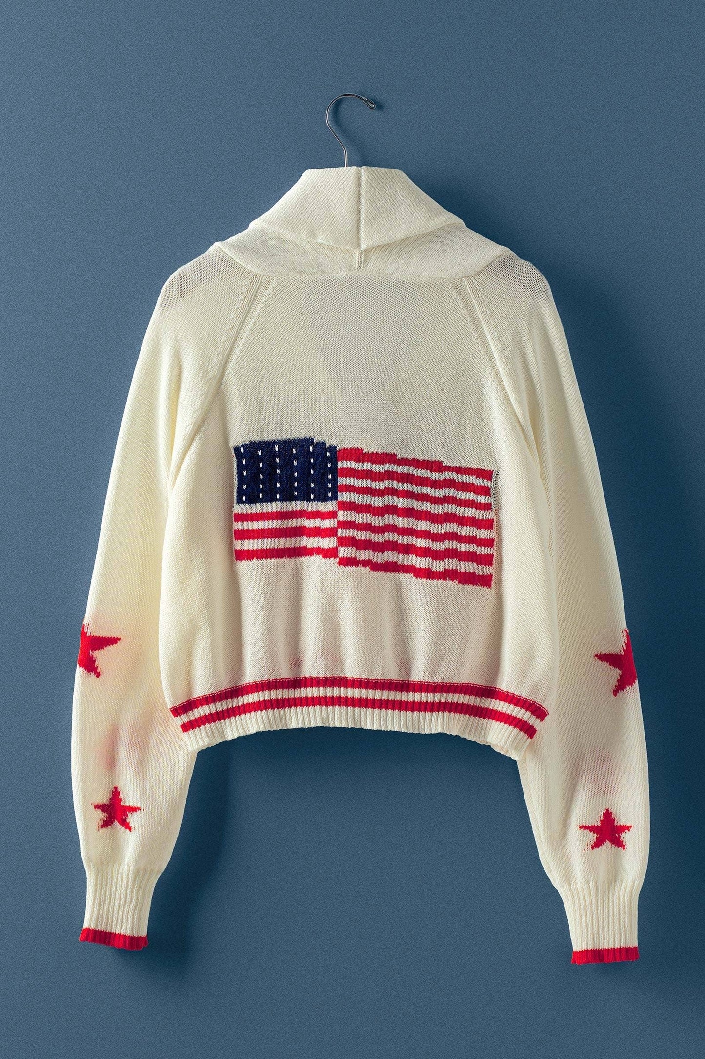 American Flag Star Shawl Collar Cardigan
