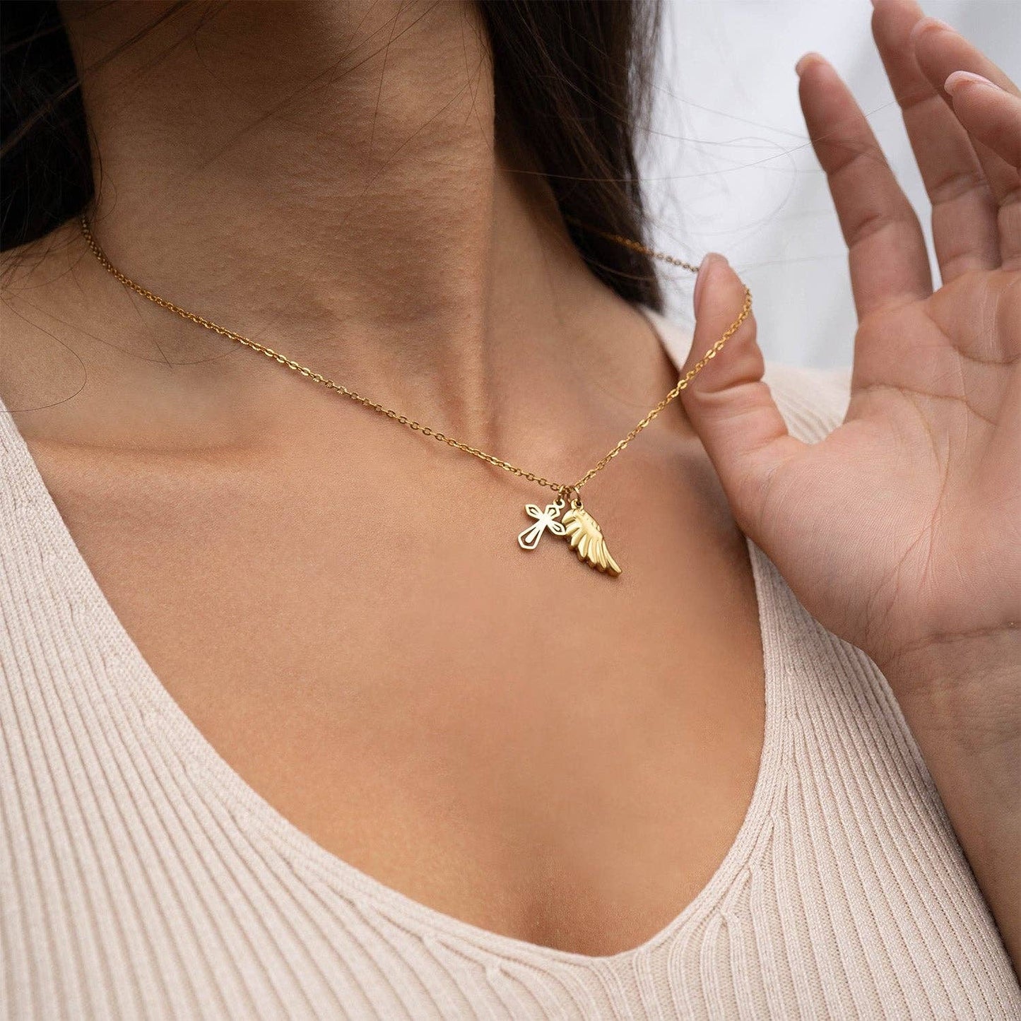 18K Gold PVD Stainless Steel Faith & Love Charm