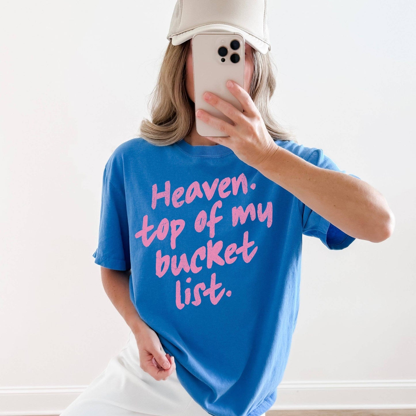 Heaven Top of My Bucket List Pink Graphic Tee