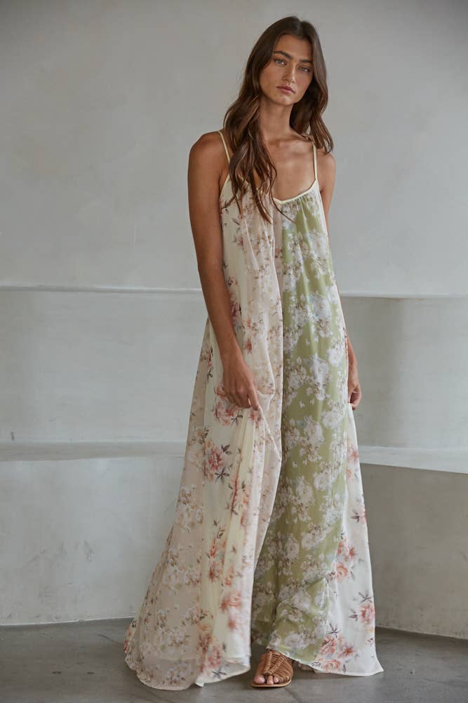 Woven Polyester Chiffon Multi Floral Print Maxi