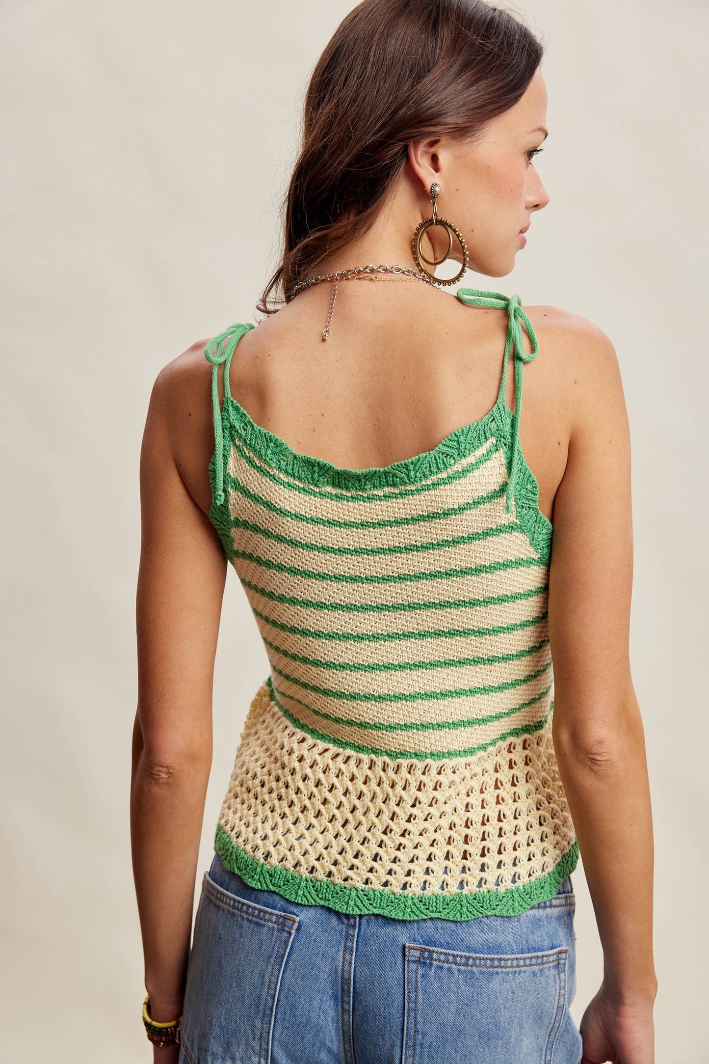 Striped Crochet Knit Tank
