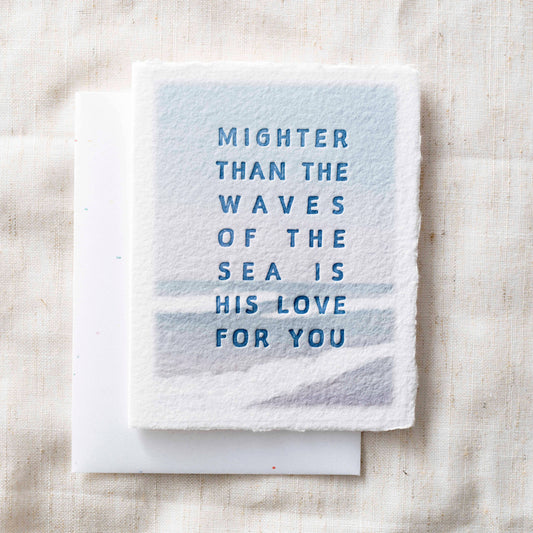 Mightier than the waves, His love | Christian Greeting Card