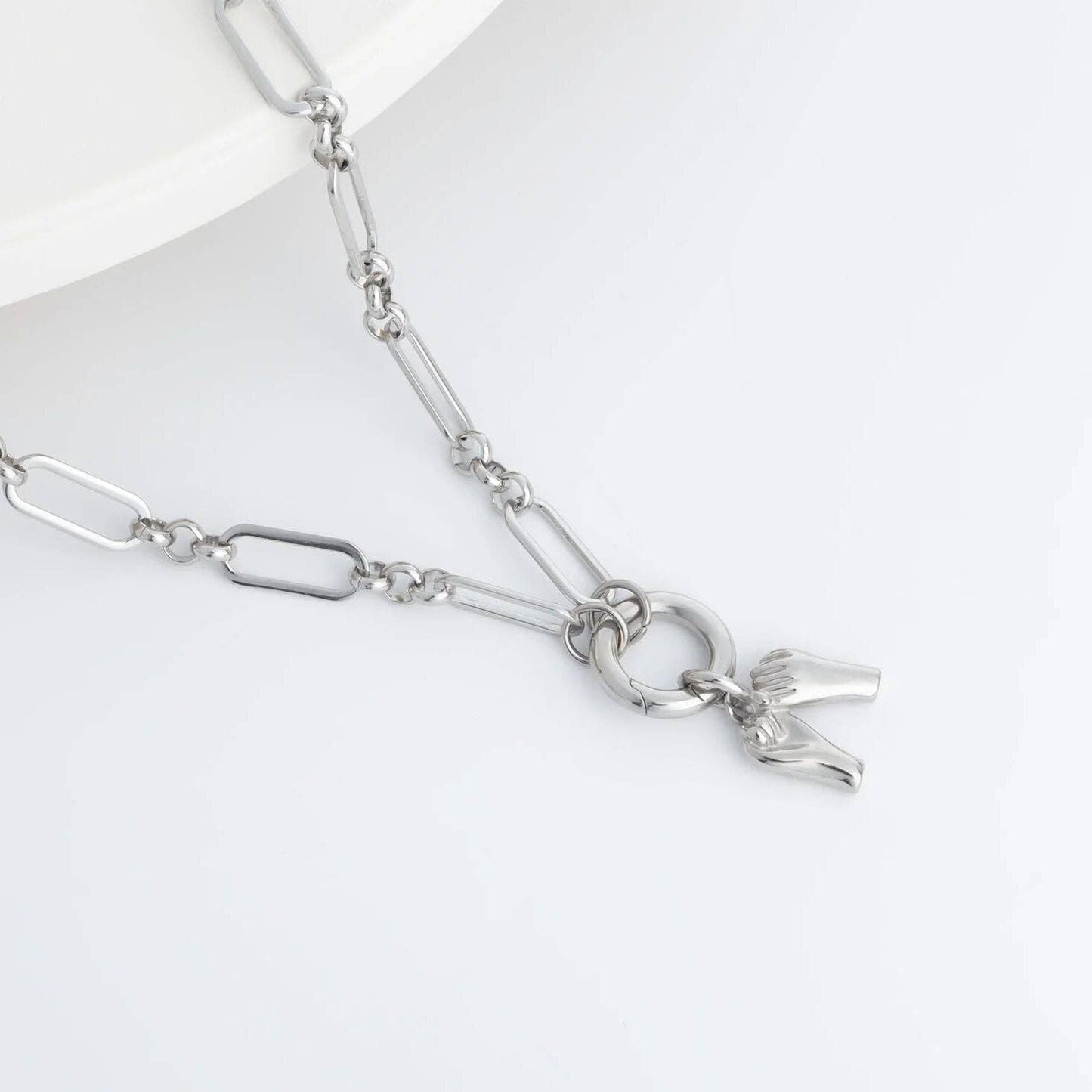 18K Gold PVD Stainless Steel Long Paperclip Charm Necklace