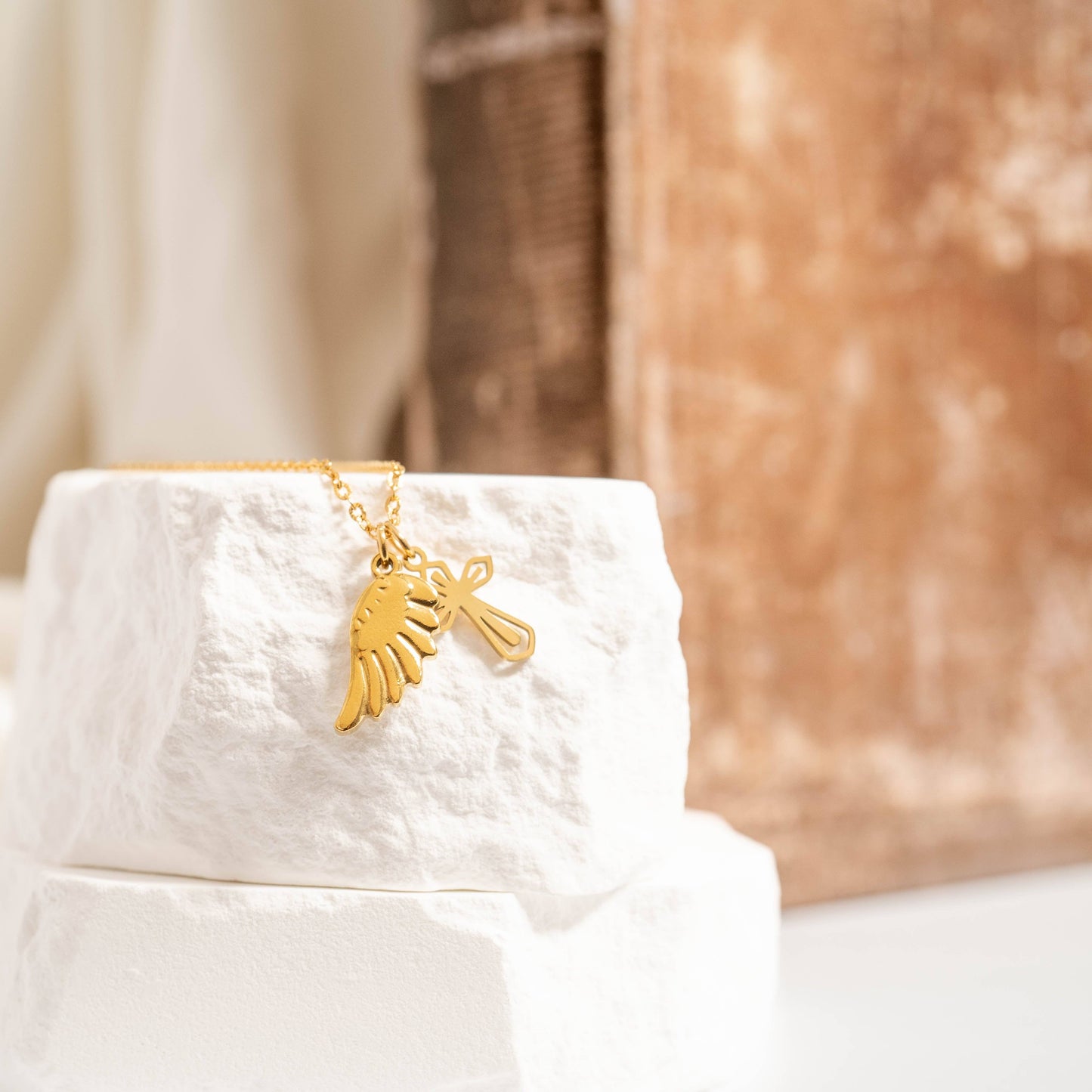 18K Gold PVD Stainless Steel Faith & Love Charm