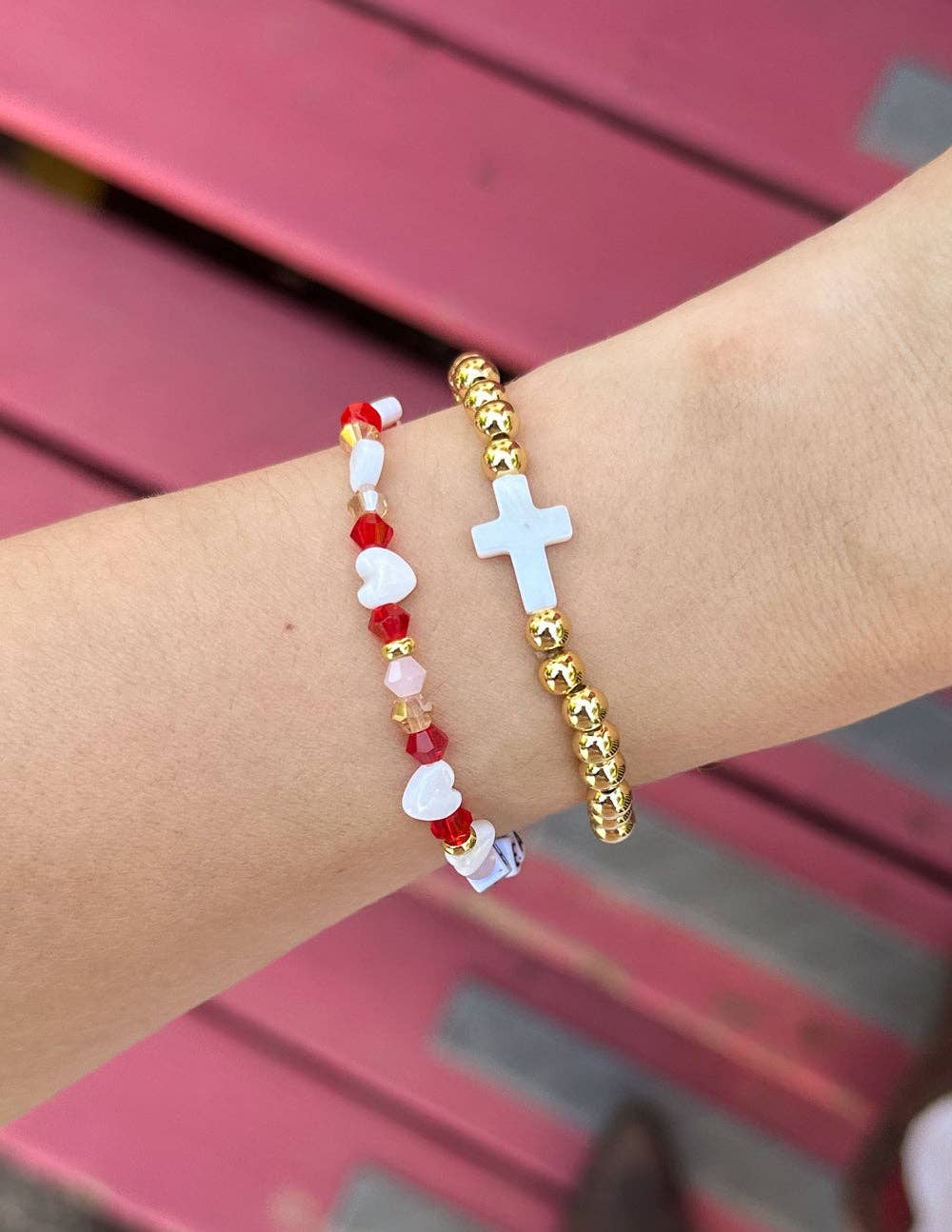 Gold Cross Bracelet: Large
