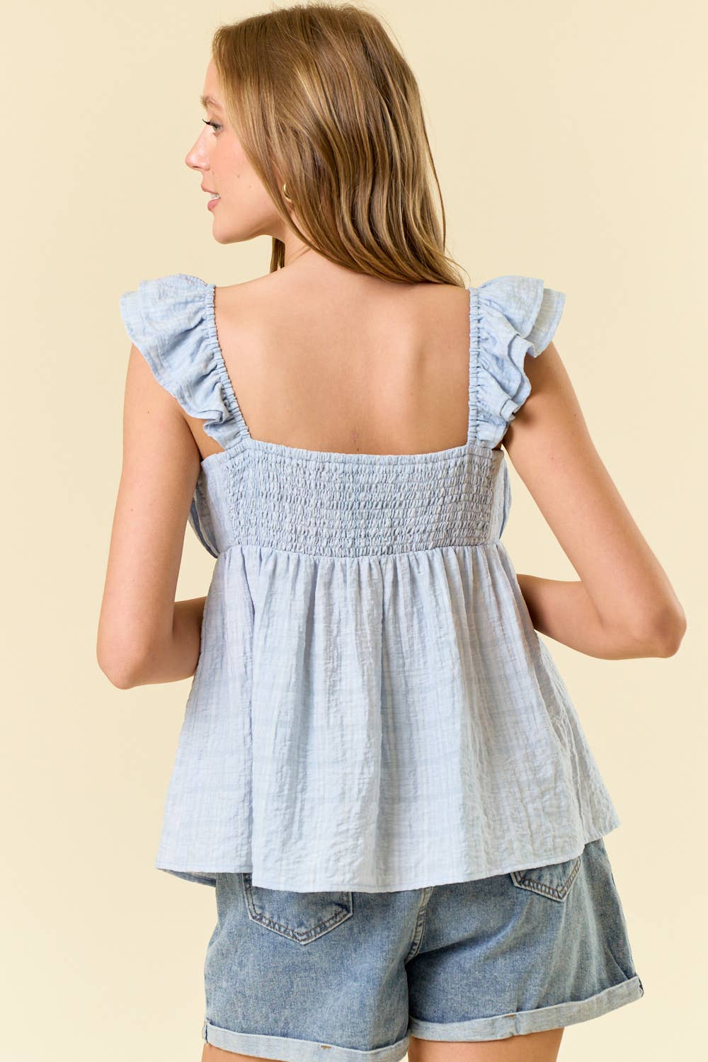 Sweetheart Neckline Ruffled Strap Babydoll Top