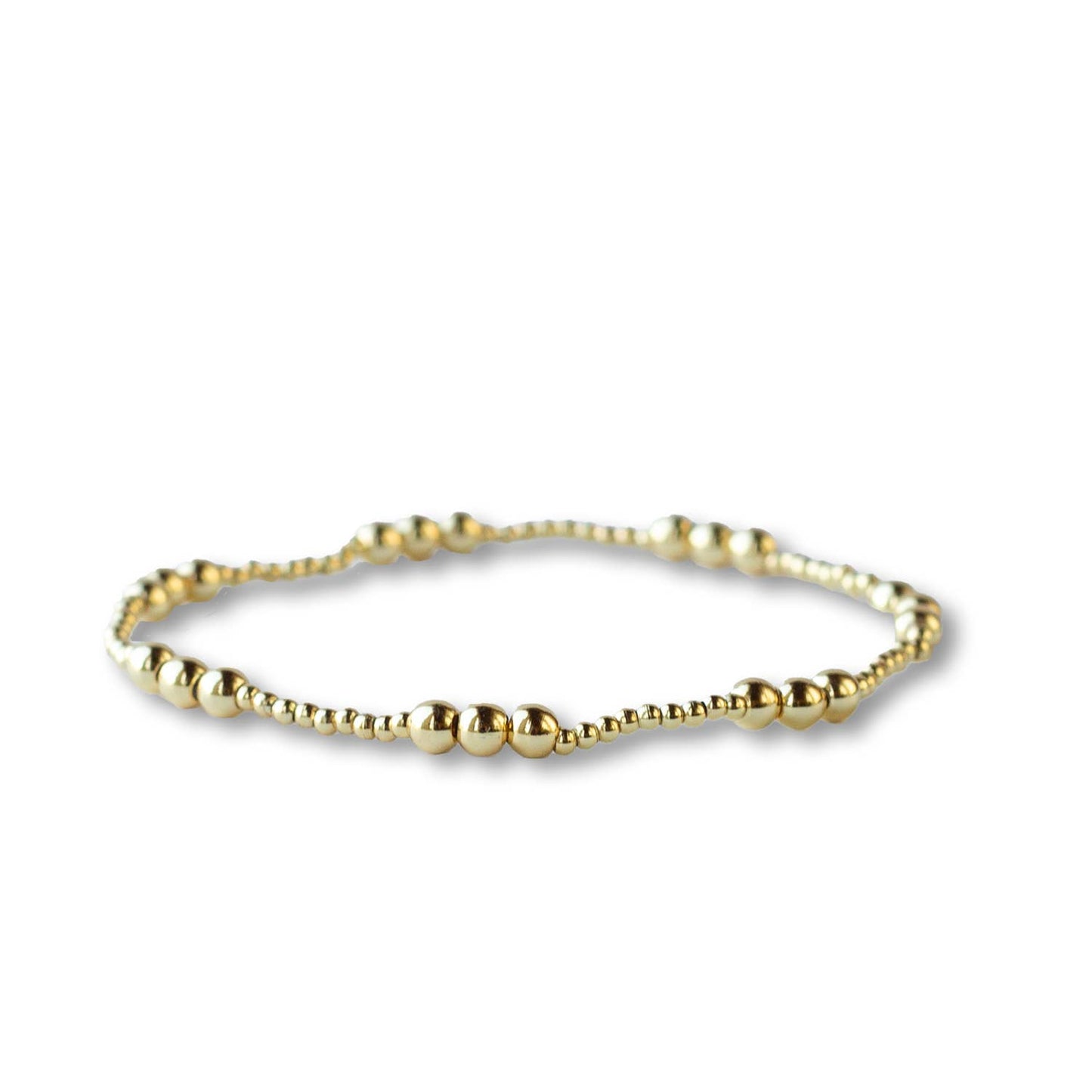 Tarnish Resistant Trio Gold Beaded Stretch Bracelet, Smooth