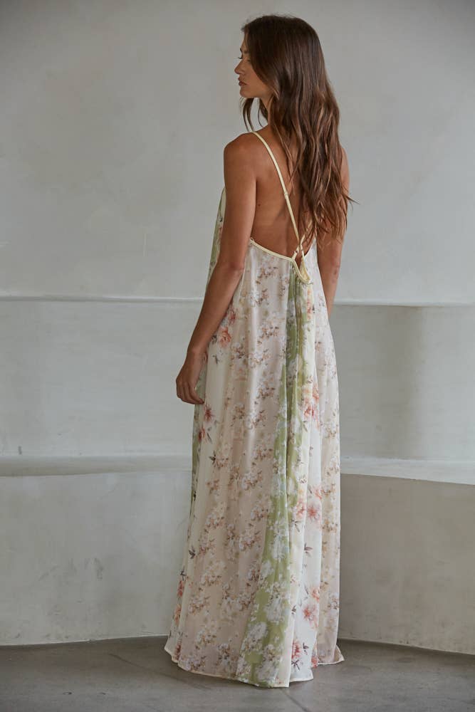 Woven Polyester Chiffon Multi Floral Print Maxi