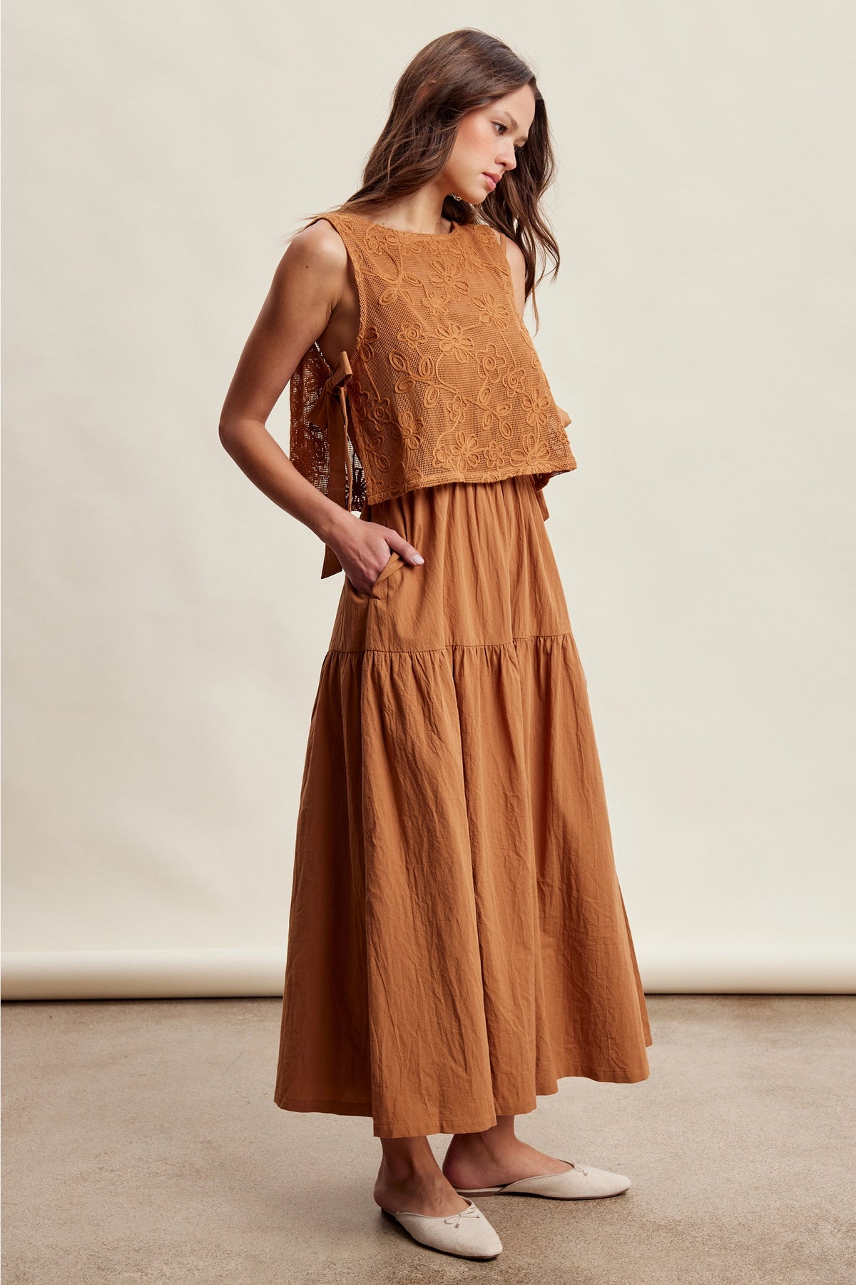 Embroidered Lace Vest & Dress Set