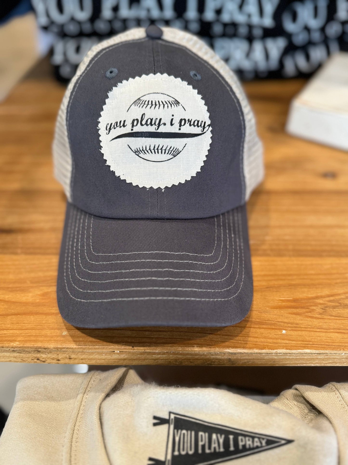 Baseball Mom Hat | Vintage Patch | Sports Mom Hat : Grey