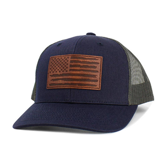 American USA Flag Patch Pointed Mesh Back Trucker Hat