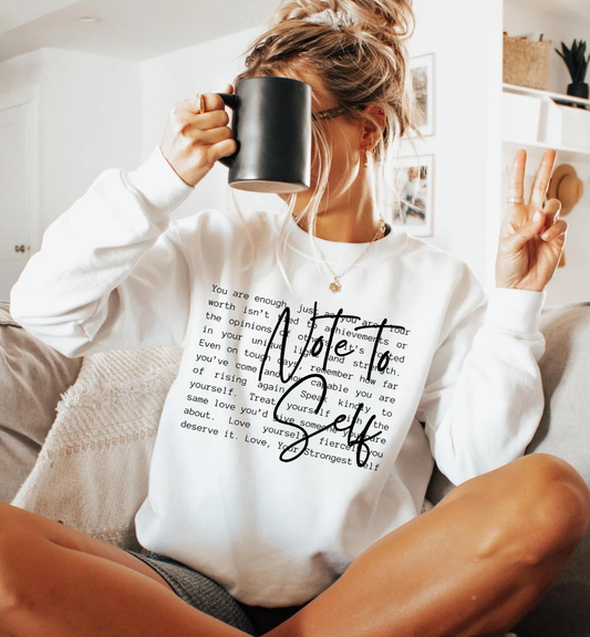Note To Self-T-Shirt or Crew Sweatshirt: Ash Grey / Crew Sweatshirt