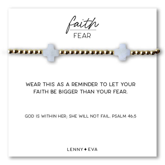 Faith Over Fear Combo: Bracelet-Moonstone Gems