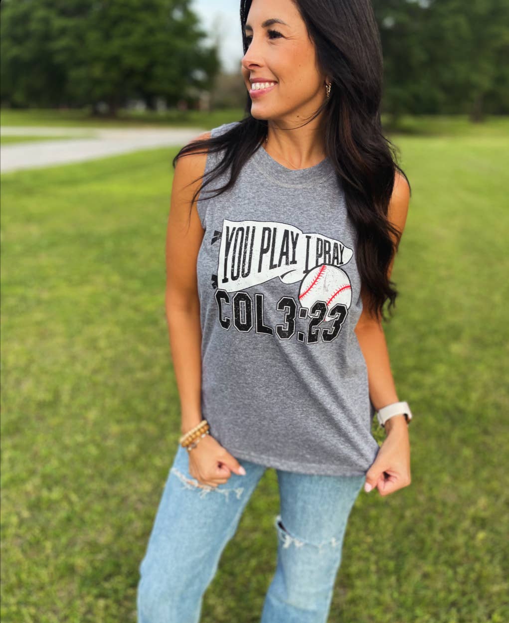 White Flag Baseball Tank | Baseball Mom