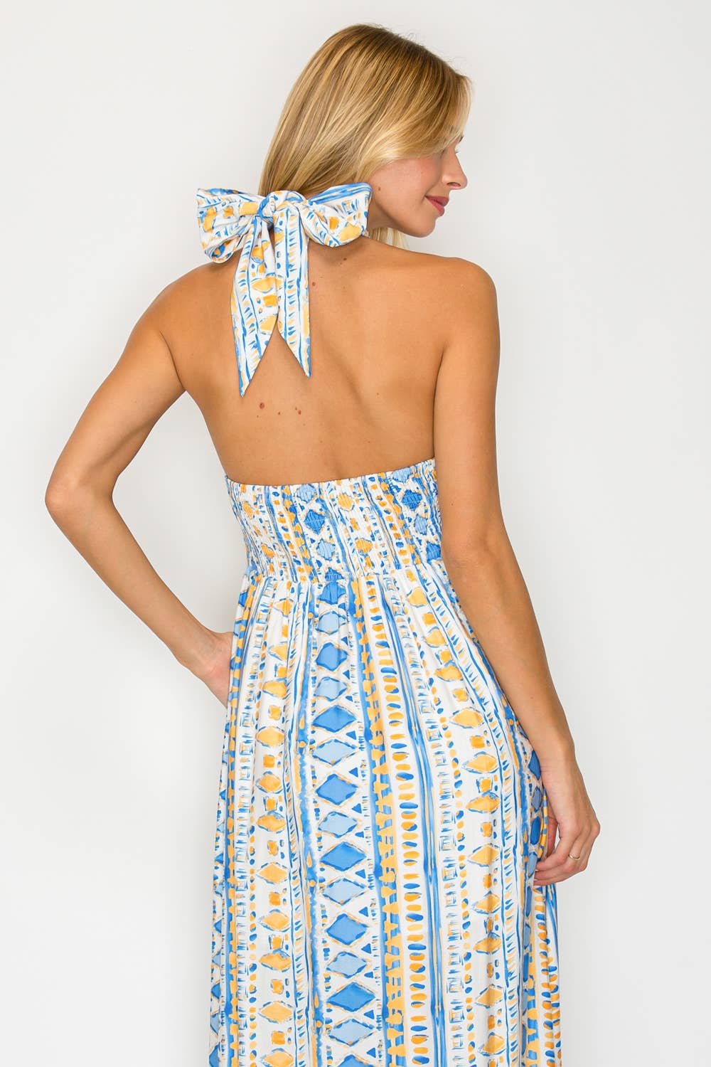 Aegean Rhythm Halter Dress