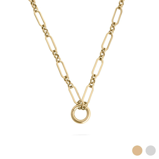 18K Gold PVD Stainless Steel Long Paperclip Charm Necklace
