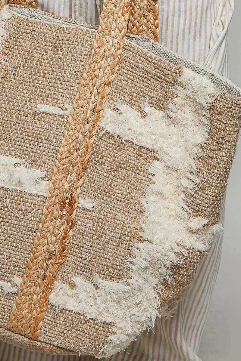 Handwoven Soft Beige Tones Casual Tote Bag