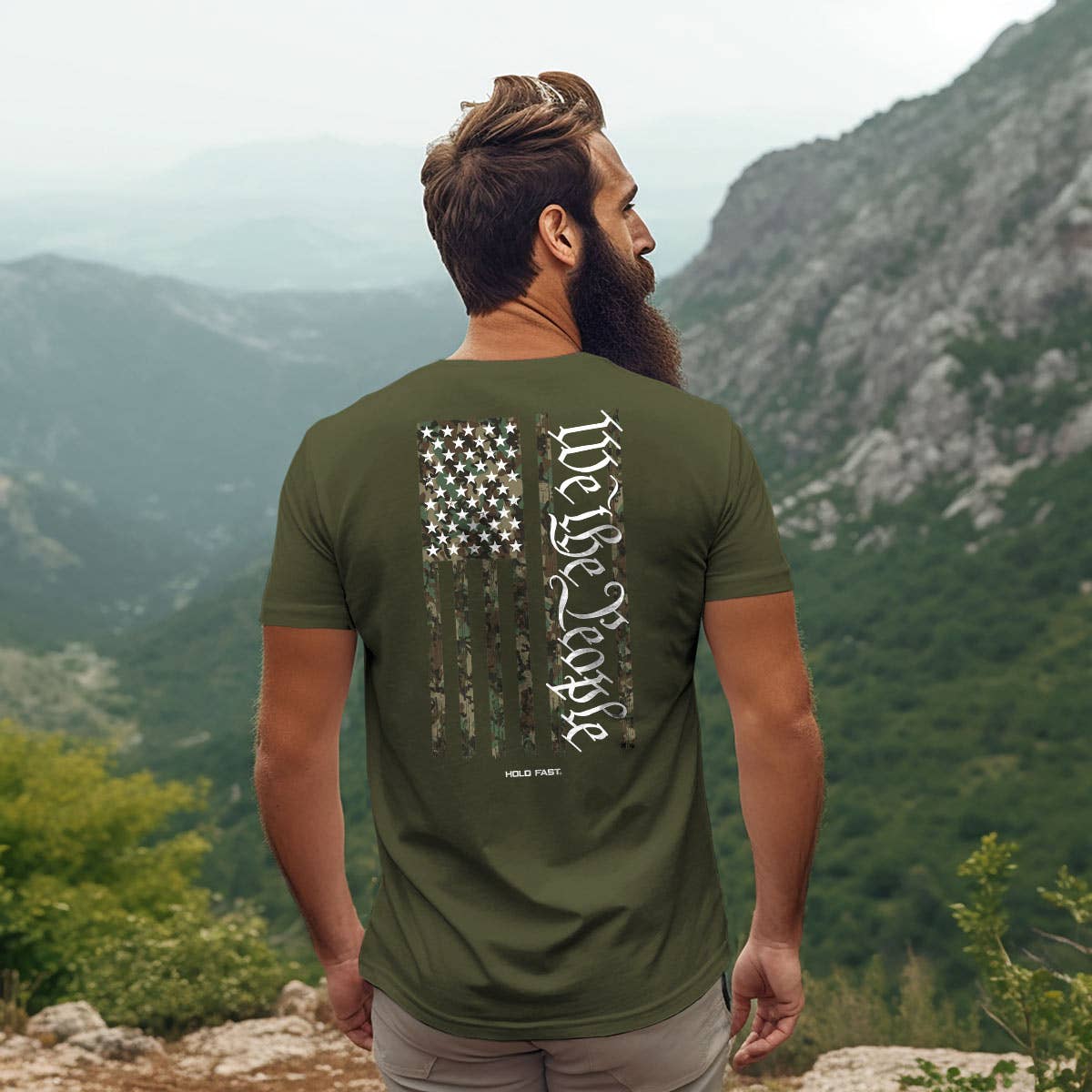 HOLD FAST Men's T-Shirt We The People Camo: Military Green