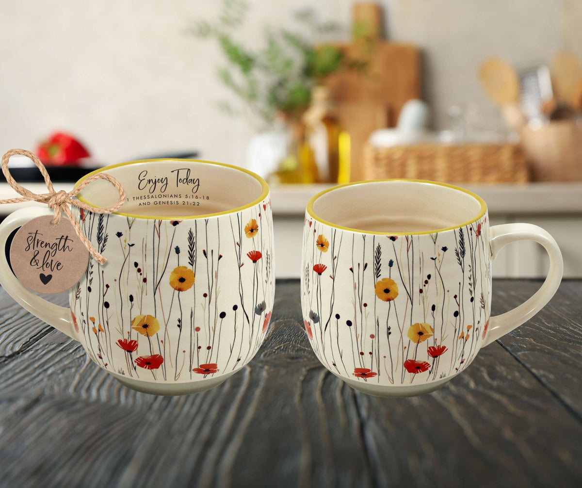 Mug Enjoy Today Floral Strength and Love