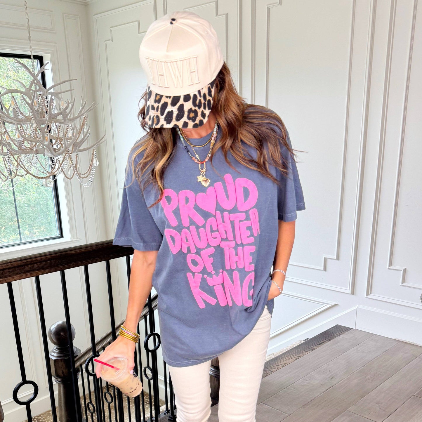 Proud Daughter Of The King Puff Tee: Pink