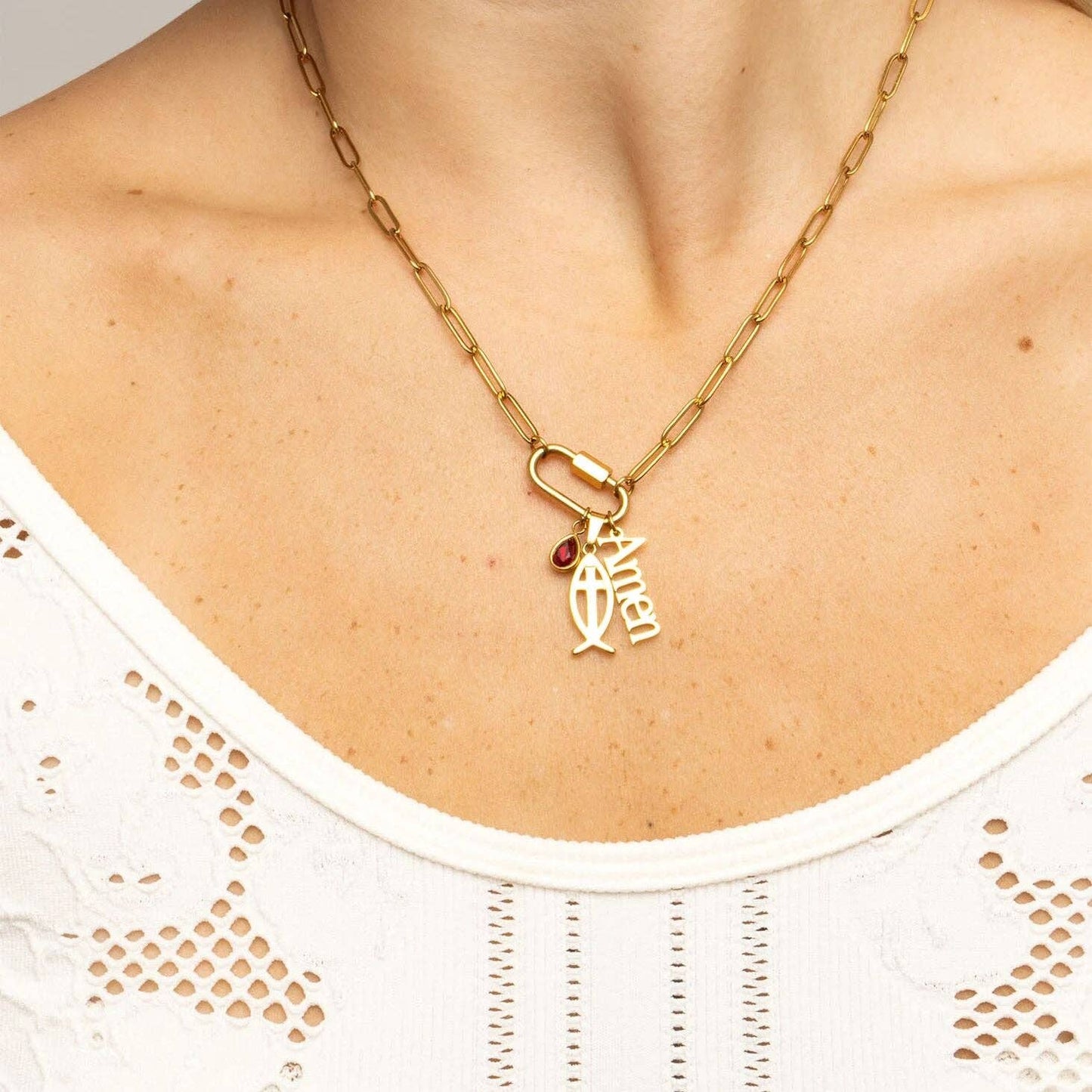 18K Gold PVD Stainless Steel Amen Word Charm