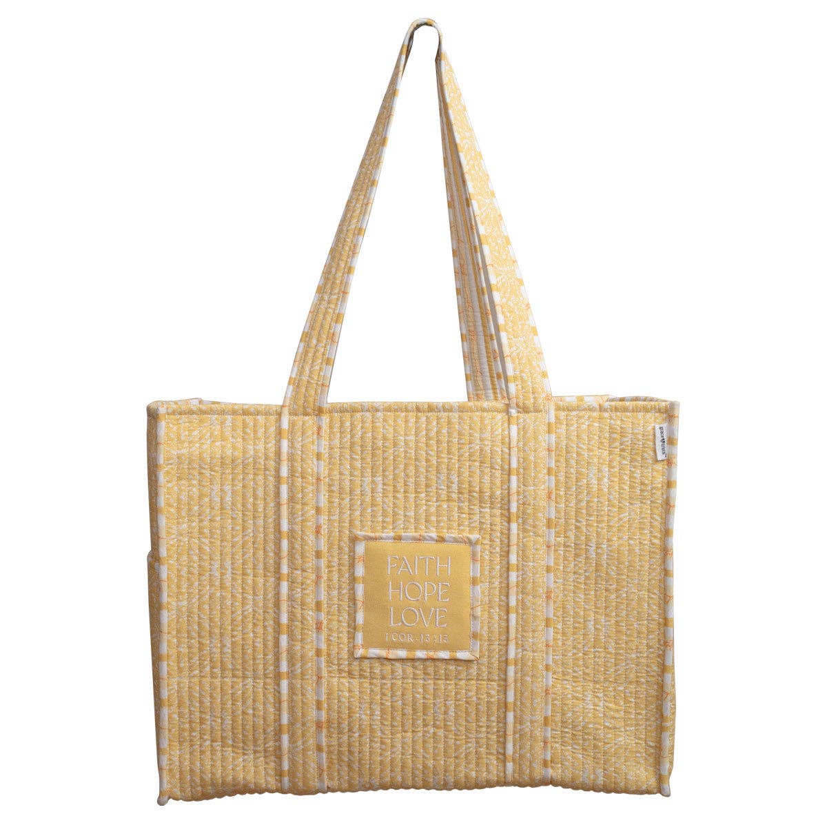 Grace & truth Womens Tote Bag Sunburst Lattice: Gold/White