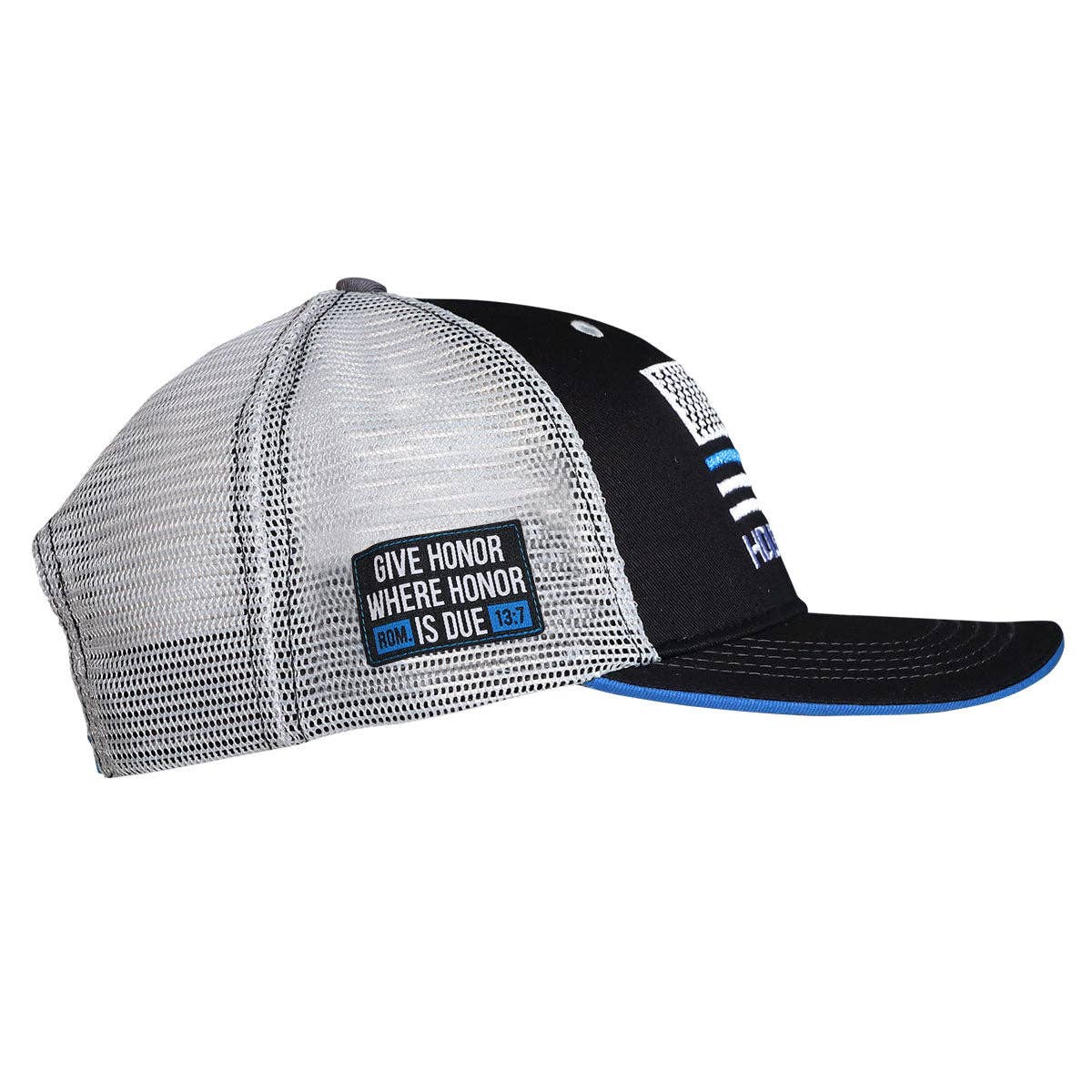 HOLD FAST Mens Cap Police Flag: Black/Blue/Silver / One Size Fits Most