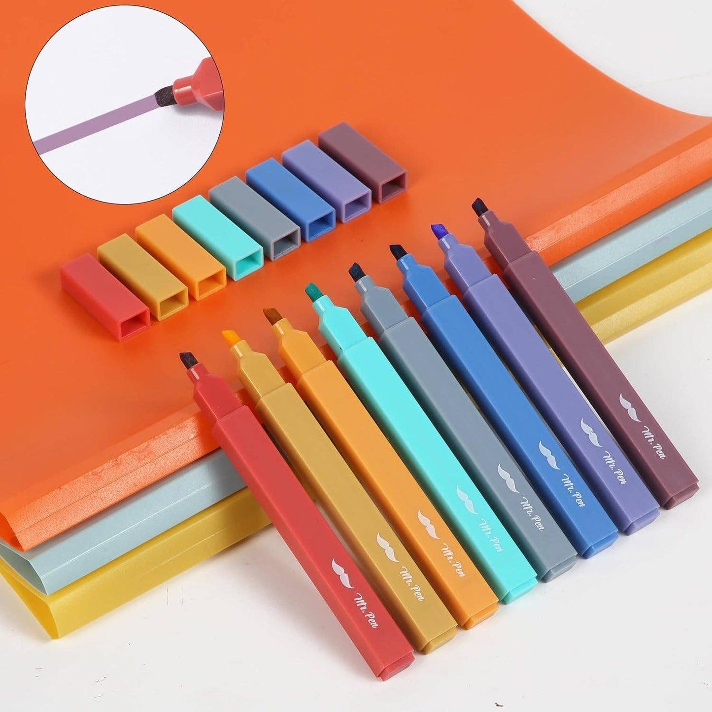 Mr. Pen- Aesthetic Highlighters, 8 Pcs, Chisel Tip, Muted Pastel Color, No Bleed