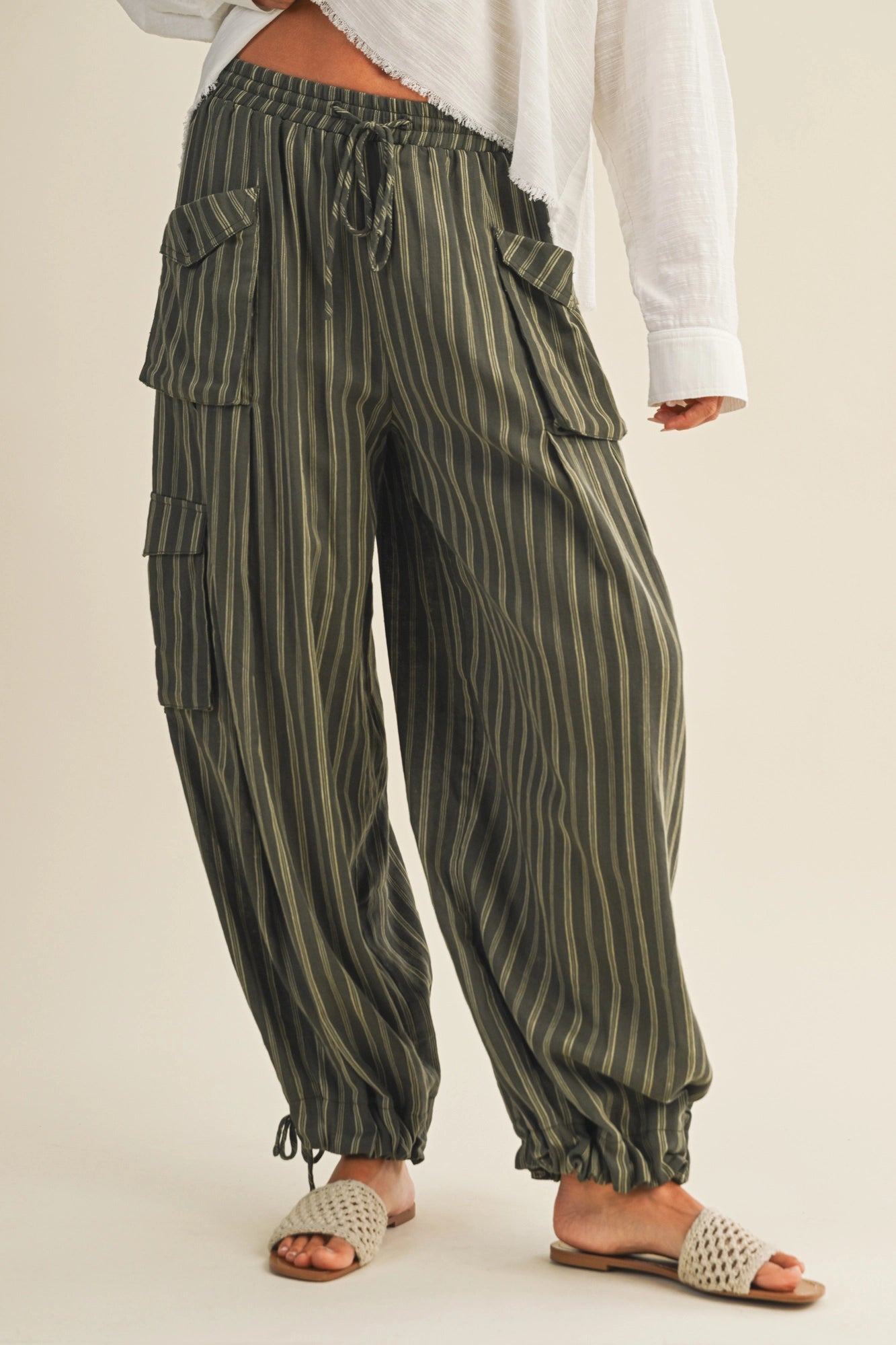 Striped Cargo Pants | OLIVE