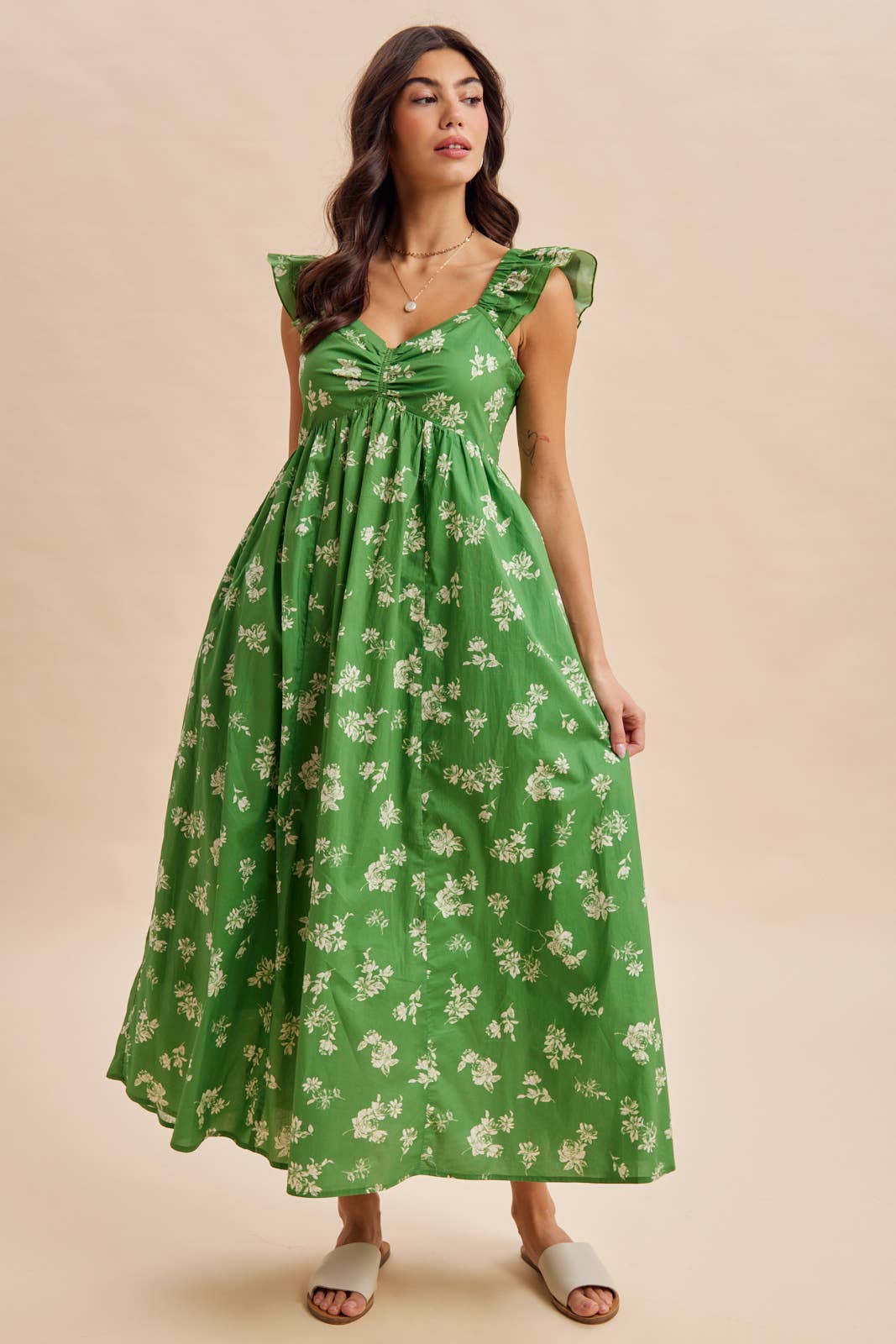 COTTON FLORAL MAXI DRESS